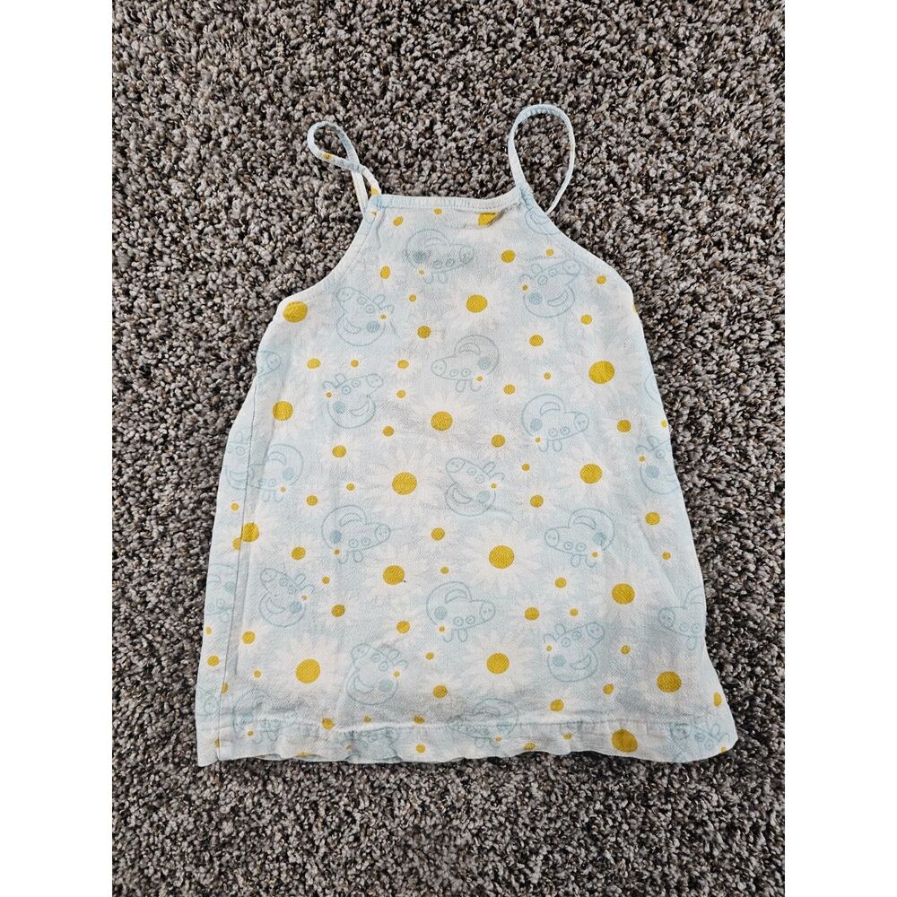 Peppa Pig Toddler Girls Sz 2T Sleeveless Summer Dress Blue Yellow Sundress